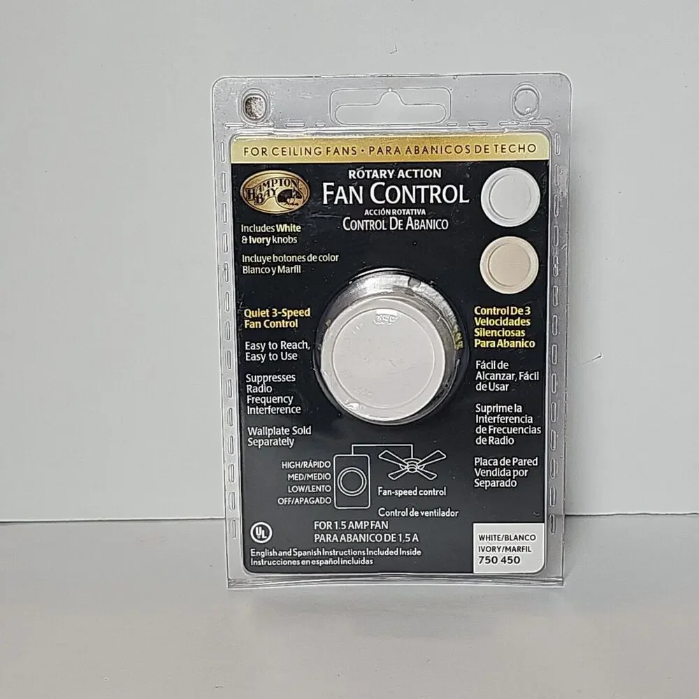 Hampton Bay Fan Control 750 450 Rotary Fan Control Quiet 3 Speed White & Ivory